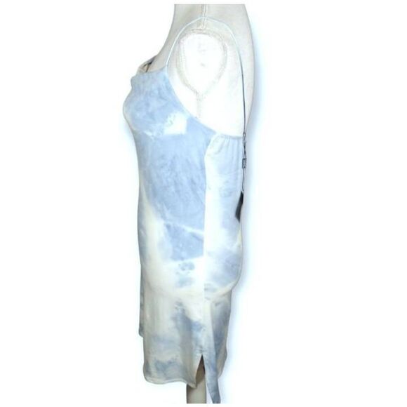 ZAFUL BLUE & WHITE TIE DYE SIDE SLITS COWL NECK CAMI MINI DRESS SZ.M NWT. - Picture 5 of 9
